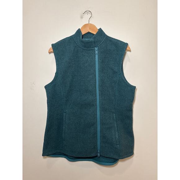 Athleta Jackets & Blazers - ATHLETA Women’s Stroll Fleece Moto Vest Large Borealis Green Athleisure Gorpcore